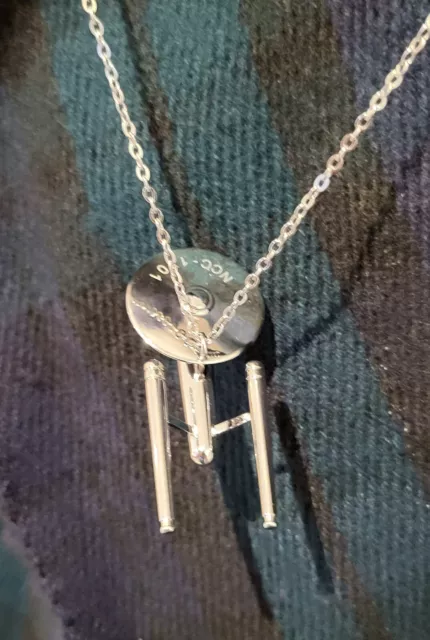 Star Trek Enterprise Silver Necklace Space Star Ship 3D Sci Fi Retro 70s 80s USA