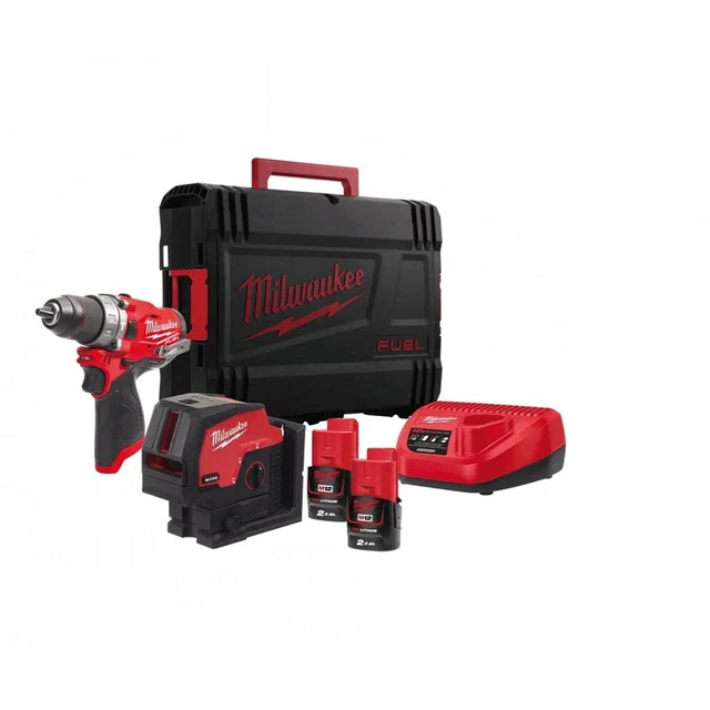 Milwaukee M12FPPBB-202X 12 v M12FPD trapano combinato e laser M12CLLP affare doppio pacchetto