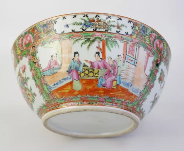 LARGE Antique Chinese Canton Famille Rose Porcelain Punch Bowl c1890 QING