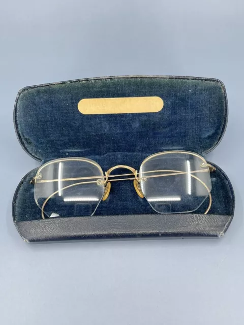 vintage antique shuron gold filled eyeglasses optical spectacles with case