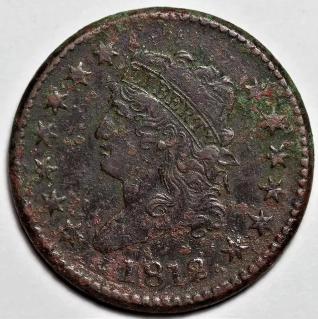1812 Classic Head Large Cent - Corrosion - US 1c Copper Penny Coin - L39