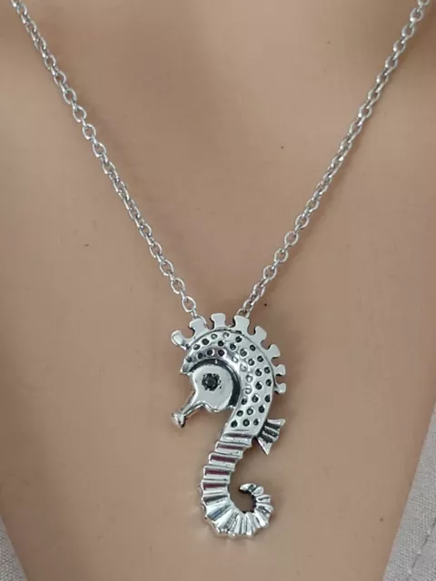 Sterling silver seahorse necklace
