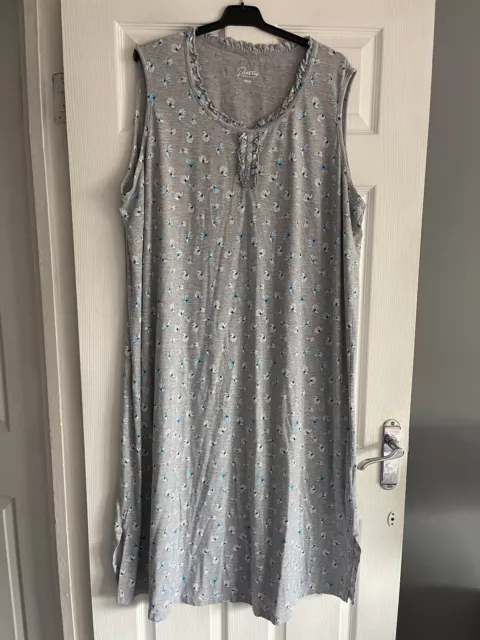 Ladies Lovely Long Grey Summer Holiday Nighty Night Dress Size 28 30