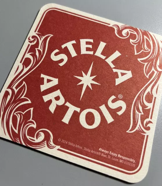 STELLA ARTOIS 2 Sided Beer Drink Coaster Mat 4" - NEW - 3