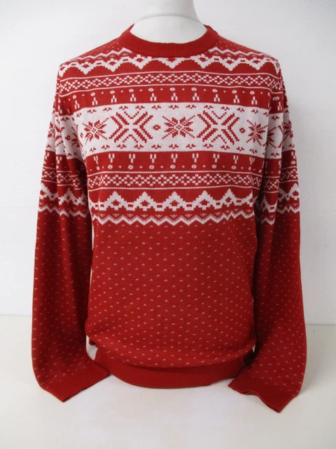 Fairisle Icelandic Sweater, Jack & Jones Jumper, Red, Large, To Fit 42" Chest