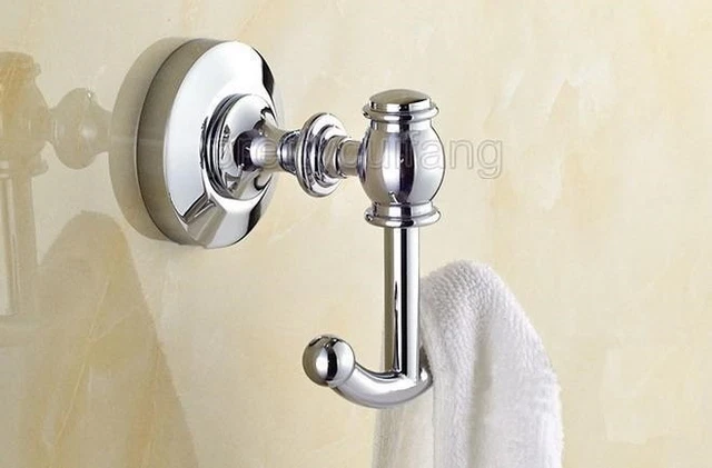 Polished Chrome Brass Double Hook Hat Coat Towel Robe Door Wall Hook Pba806