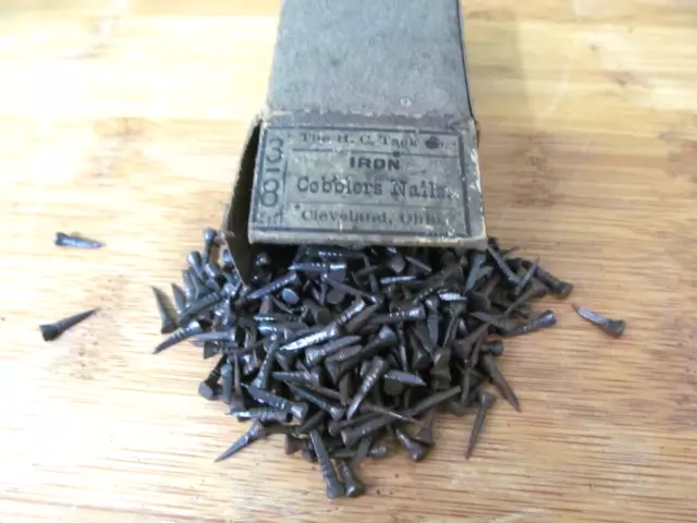 Antique Nails In Original Box Iron Shoe Cobblers 3/8 H.C Tack Co. Cleavland OH