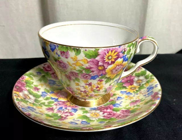 Royal Winton Grimwades "Cheadle" Floral Chintz Teacup and Saucer RARE