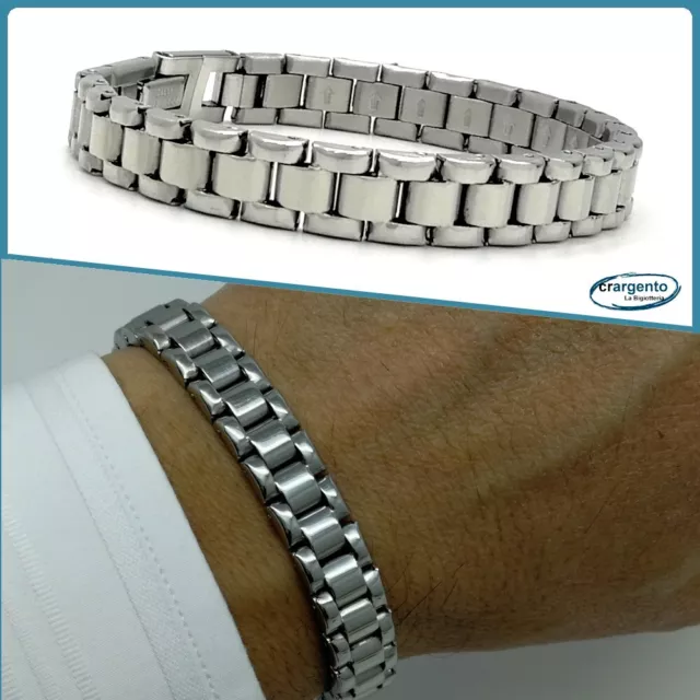 bracciale da uomo in acciaio catena a maglia inox braccialetto colore argento 20