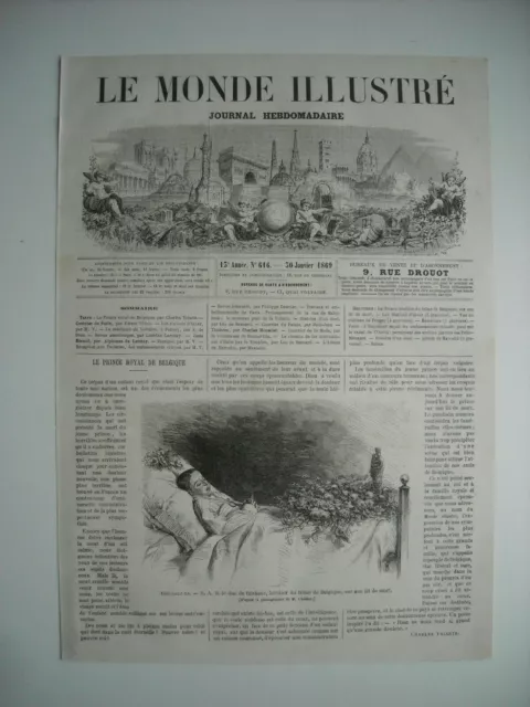 GRAVURE 1869. S. A. R. LE DUC DE BRABANT, HERITIER DU TRONE DE Belgique. EXPLICA