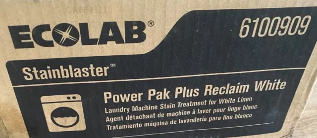 Ecolab StainBlaster 1CASE 12 BAGS Power Pak Plus Reclaim White 1.2 lb 6100909
