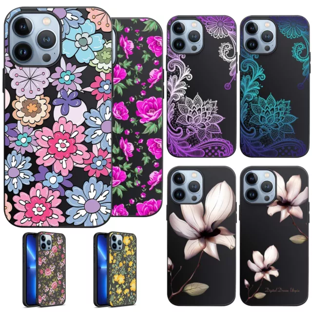 Phone Case For Apple iPhone 14 Pro Max 13 12 15 Flower Lace Protective TPU Cover