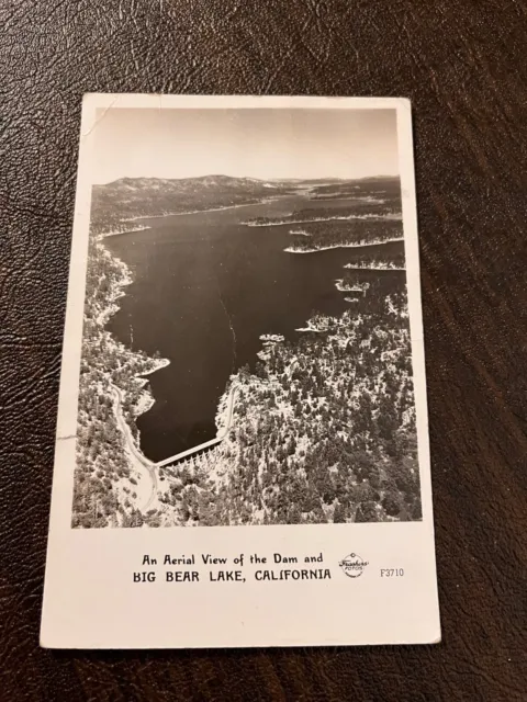 RPPC Big Bear Lake California - Aerial View of Lake and Dam - 1947