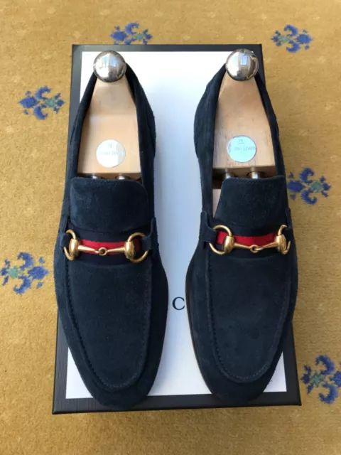 Gucci Shoes Suede Loafers Horsebit UK 6.5 US 7 EU 40.5 Mens Blue Web Red Jordaan Gucci Shoes Suede Loafers Horsebit UK 6.5 US 7 EU 40.5 Mens Blue Web Red Jordaan