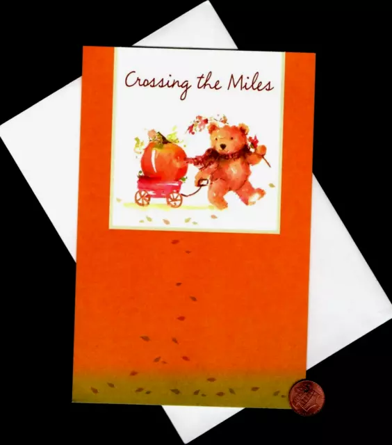 HTF THANKSGIVING MARY HAMILTON Teddy Bear Pumpkin - Greeting Card - W/ TRACKING