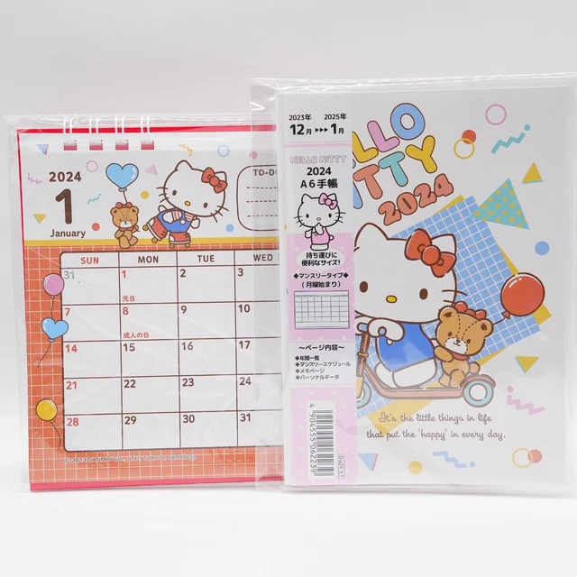 SANRIO HELLO KITTY 2024 Desktop Calendar + A6 Schedule Book Made in