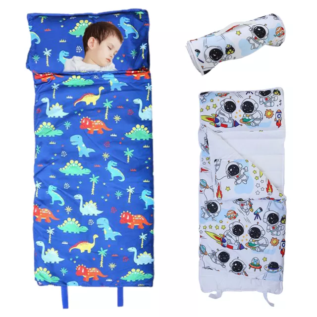 Preschool Sleeping Bag Rollup Mat Soft Washable Toddler Nap with Cartoon Print