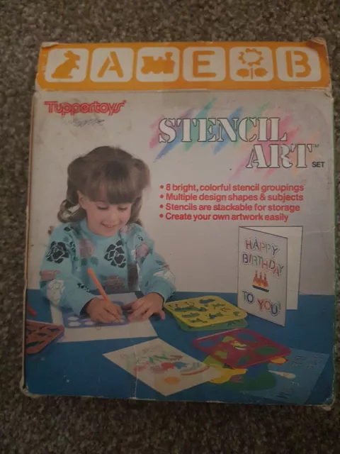 Vintage 1987 Tupperware Tuppertoys Stencil Art Set 8 Stencils Plastic