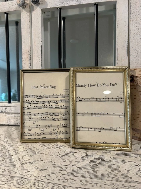 Vintage Mid Century Metal Photo Frames 5"x7" Lot of 2 Standing Etched Gold Tone