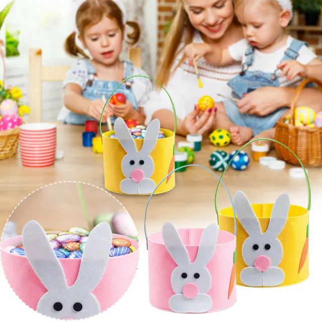 Bolsas de huevos para canasta de conejo de Pascua para niños canasta de dulces personalizadas cubos de conejo