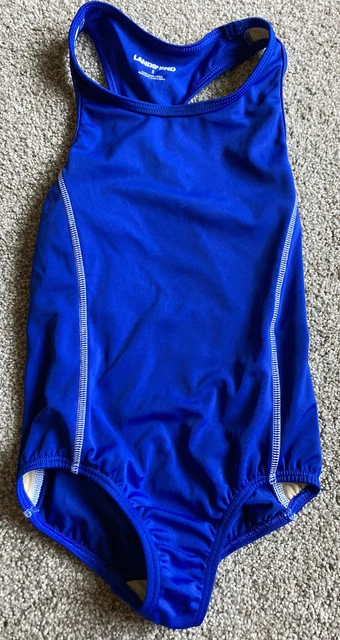 Lands’ End High Neck Racerback Sport One Piece Bathing Suit Blue Size 5