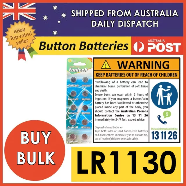 LR1130 Batteries Genuine AG10 1130 LR54 389 389A 10 Alkaline Button Battery 1.5V