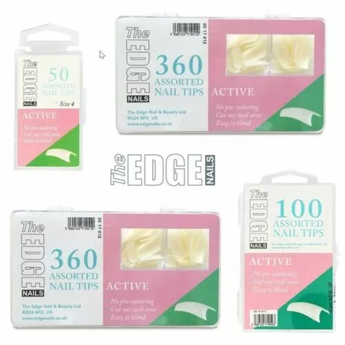 The Edge Actif Naturel Demi Bien Ongle Embouts Boîte De 360, 100 Ou Packs 50