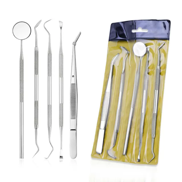 3pc/4pc/5pc Stainless Steel Dentist Tools Hygiene Cleaning Tooth Dental Pick Kit