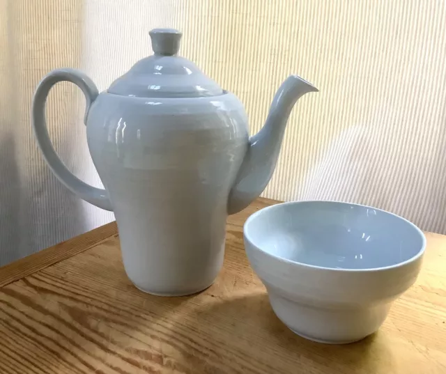 Vintage Booths Blue Mist Tea / Coffee Pot & Sugar Bowl