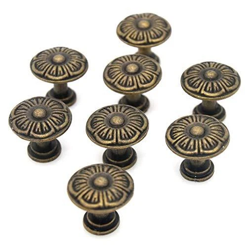 8 Pcs Vintage Antique Brass Knobs - Cabinet Handles - Drawer Knob Pulls Small S
