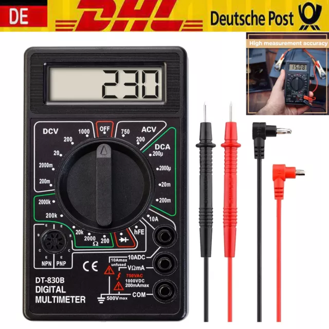 Digital Multimeter Messgerät AC DC LCD Strommesser Strom Voltmeter Amperemeter