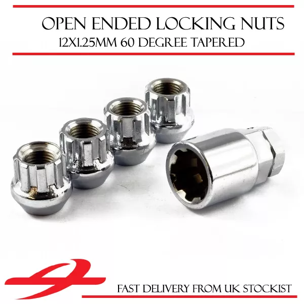 Open Ended Locking Wheel Nuts 12x1.25 Bolts for Nissan Terrano [Mk2] 93-06