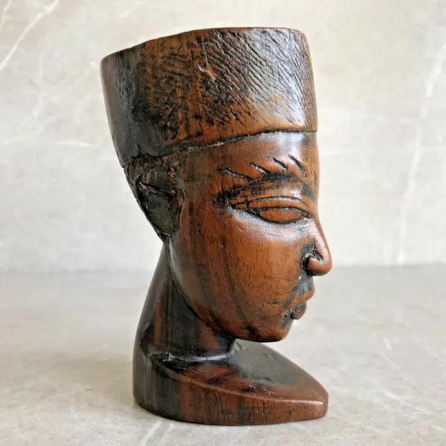 African Wood Carving Small Figure Bust Ornament Hand Carved