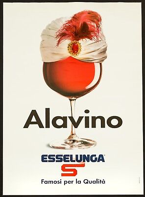 ALAVINO ESSELUNGA poster manifesto Vino Supermercato Aladino Supermarket C15