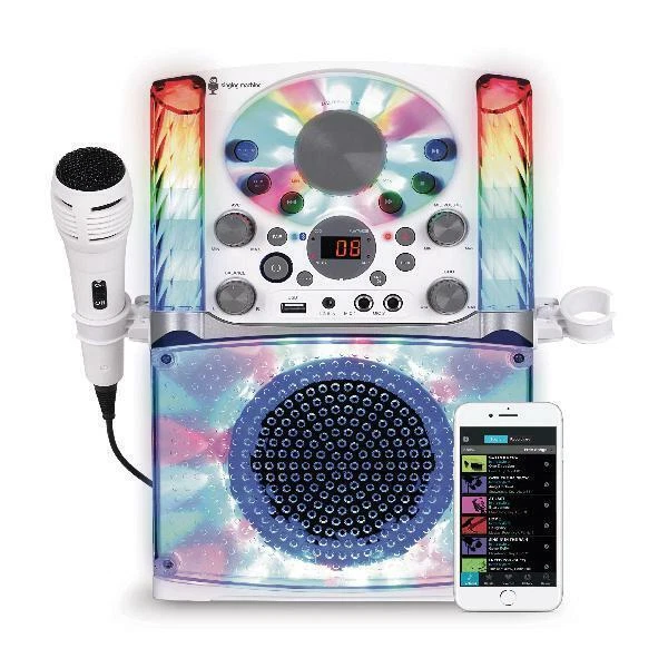 Karaoke Bluetooth System Singing Machine Microphone Kids LED Display USB CD+G