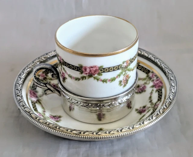 V. LENEUF TASSE à Café Porcelaine Et Argent Massif Poinçon Minerve EUR 49,00 - PicClick FR