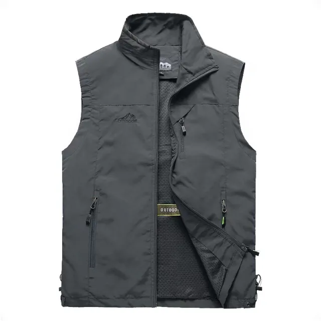 Mens Cargo Multi Pocket Vest Utility Waistcoat Fishing Hiking Safari Gilet Coat