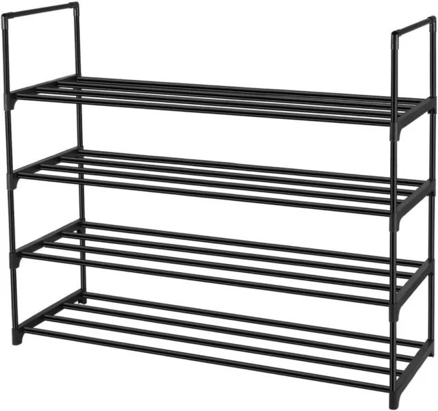 4 Tier Shoe Rack Portable Stand Compact Space Saving Storage Organiser Shelf UK