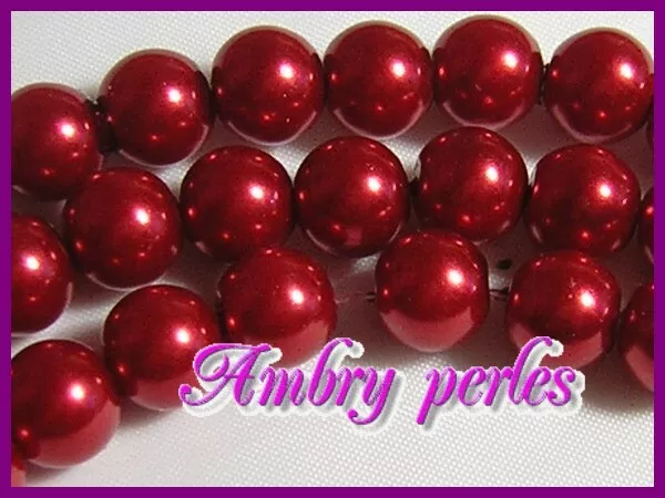 Lot de 20 perles Nacrées 8 mm Rouge Foncé