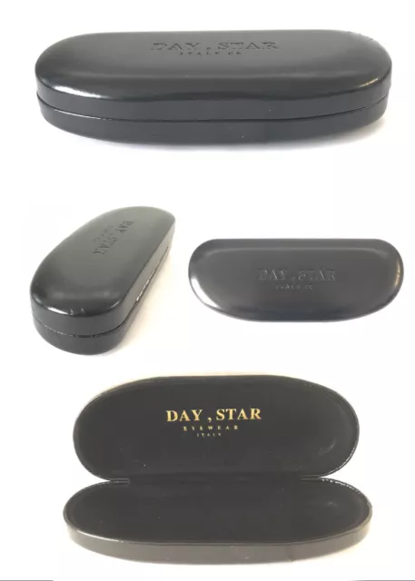 Metal Black Glasses Case Gloss Plain Leather Covered Simple Style C3 DAY, STAR