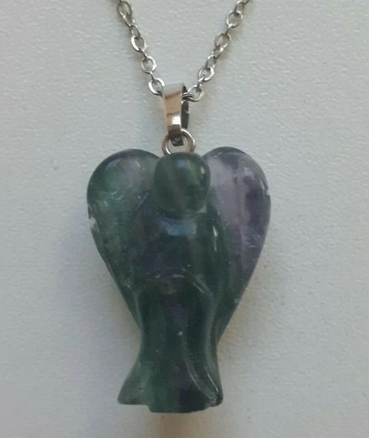 Pendentif Ange En Fluorite CristalAge 25 Mm - Collier énergétique En Argent