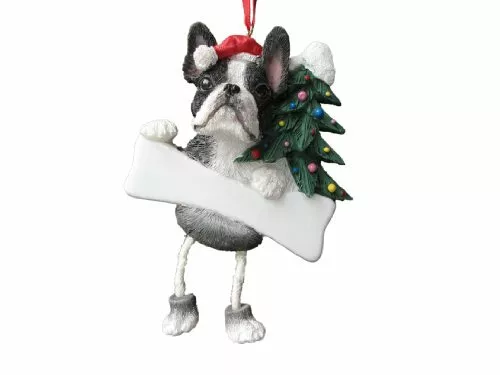 Boston Terrier Ornament "Dangling Legs" Hand Painted and Easily Personalized