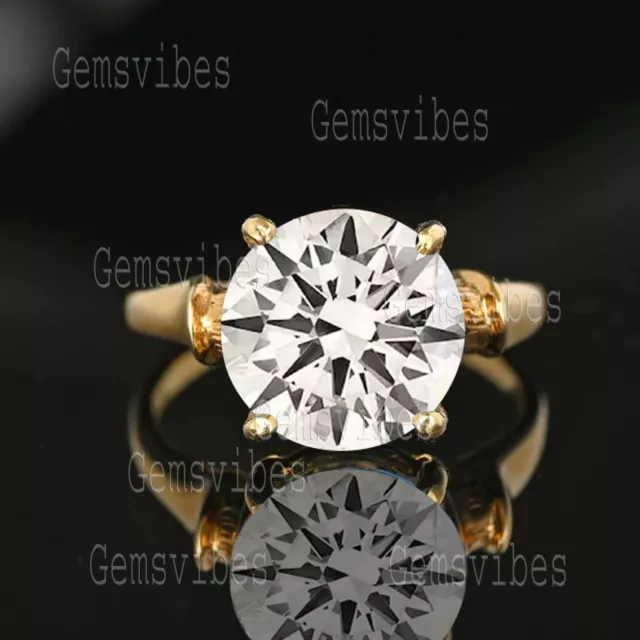 2CT Coupe Ronde Moissanite Gemstone Ring Pour Femme Engagement Cadeau 925 Argent