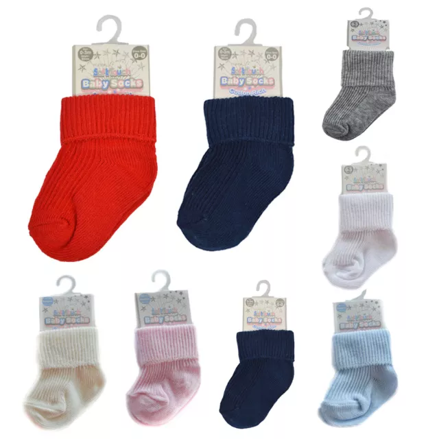 Newborn Baby Socks 2 Pack Unisex Baby Boys Girls Turnover Socks NB & 0-3 Months