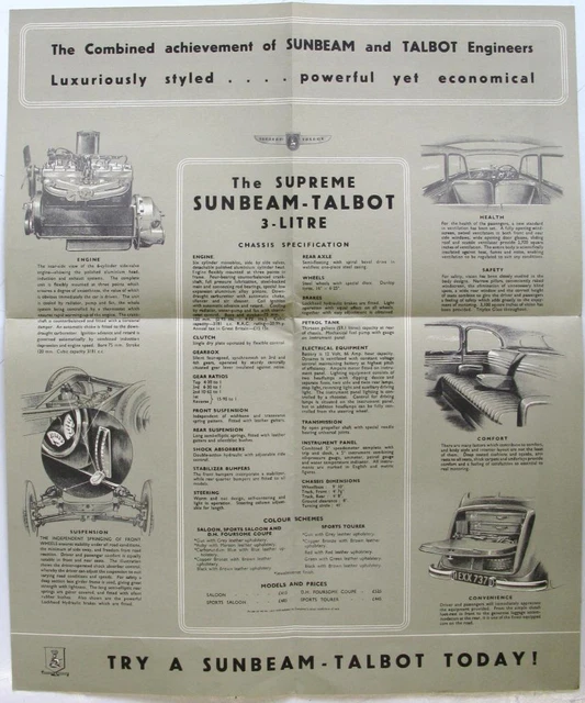 SUNBEAM TALBOT 3 Litre Range Original Cars Sales Brochure 1939 3