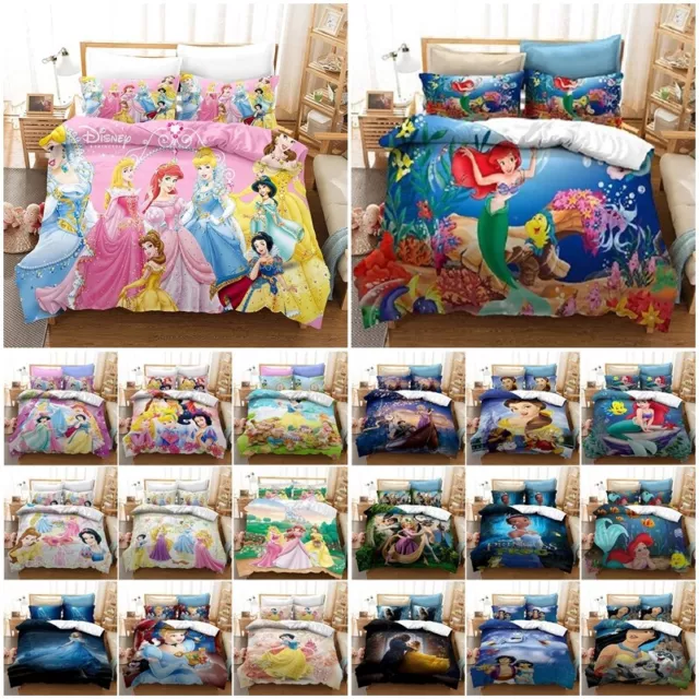 Princess Duvet Quilt Cover Pillowcase Single Double Queen Doona Bed Set