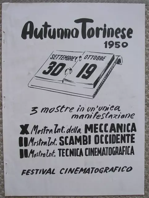 Autunno Torinese 1950 Festival Cinematografico Mostra Tecnica Cinematografica