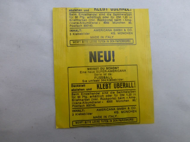 Americana Fussball 1979 ungeöffnete Stickertüte / Pack 2
