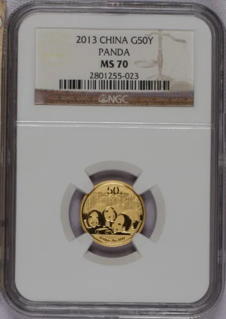 2013 Gold Panda 1/10 oz. 50 Yuan NGC MS70. Free Shipping.