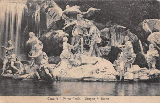 Cartolina Caserta Parco Reale Gruppo di Diana 1916